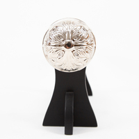 Canne décorative à motif de feuille circulaire argentée - Poignée sculptée vintage, manche noir, accessoire formel pour homme/accessoire de cosplay/prop pour fête
