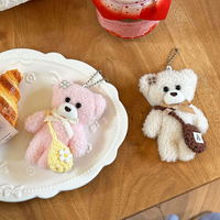 Nouvel Arrivage : Adorable porte-clés en peluche ours rose, poupée chat en costume, breloque de sac pour enfants, cadeau de fêtes, breloque de sac DIY pour festival