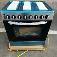 Cuisinière à gaz autonome de 30 pouces avec 6 brûleurs et four, en acier inoxydable, avec brûleurs en laiton, pour usage domestique