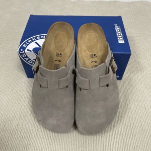 Birken Bston Birkenstocks Mules plates d'été pour femmes en <span class=keywords><strong>cuir</strong></span> de daim de vache avec semelle en liège confortable antidérapante Sabots et pantoufles - Product Image 4