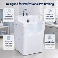 Baignoire professionnelle pour animaux de compagnie avec panneau frontal transparent pour salon d'animalerie