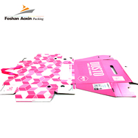 Großhandel Herstellung Freies Design Hochwertige Faltbare Rosa Wellpappe-Verpackungsboxen mit Griff für Schuhe