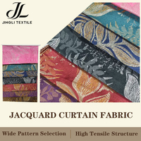 Tissu de rideau en polyester jacquard à motif feuille, tissage double face, tombé doux pour la vente en gros de textiles de maison