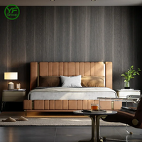 Cadre de lit Queen style pin, mobilier de maison minimaliste antique, en MDF durable, base de lit King/Queen en frêne