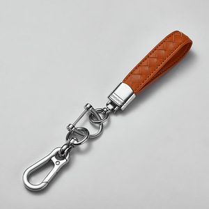 Leather <b>Key</b> <b>Chain</b> Metal Carabiner Oblong Simple Design A39756 Points D A3941 Lambskin - Product Image 2
