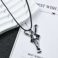 Collier en verre avec figurine dansante MJ Michael Jackson, pendentif lettre BAD, bracelet à breloques, bijoux punk rock, cadeau unisexe