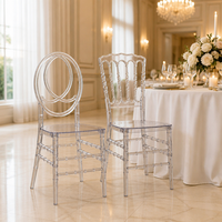 Chaises Chiavari en polycarbonate transparent empilables, chaises de banquet de mariage transparentes, démontables, 4 pièces par carton, directement de l'usine