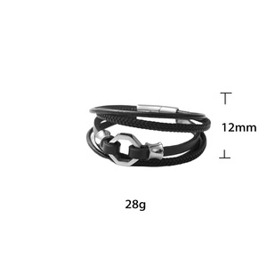yunnique Titanium Steel Woven Leather Bracelet Black Hexagon Shape Fashion Jewelry for Men and Women - Product Image 5