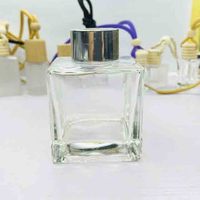 Flacon de parfum en verre en forme de cube de 50 ml, 100 ml, 200 ml, diffuseur de parfum à roseaux