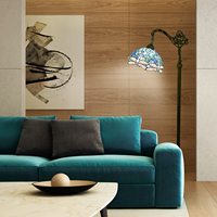 Lámpara de pie de vitral con diseño de araña, lámpara de esquina ajustable, luz de lectura, vitral de libélula, LED azul marino para dormitorio