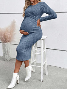 Robe d'automne pour femmes, vêtements de maternité, robe de <span class=keywords><strong>grossesse</strong></span> avec ceinture pour femmes, vêtements pour femmes enceintes, une pièce - Product Image 6