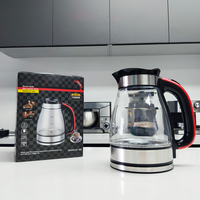 Bouilloire électrique en verre de 1,8 litre, 1500 watts, 220 volts, avec théière, pour chauffe-eau, appareils électroménagers de cuisine, vente en gros