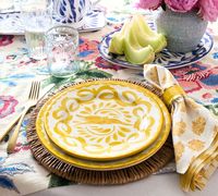 Assiette en mélamine peinte à motifs floraux colorés, bleu cobalt vintage, plat de service décoratif pour les dîners, les mariages et les repas quotidiens