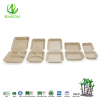 Boîte soluble dans la table 10*8 pouces, 3 sacs écologiques, à emporter, jetable, biodégradables, boîte à bagate