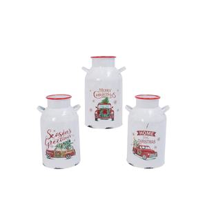 علبة حليب عطلة معدنية ديكور المنزل مع شاحنة حمراء عتيقة - Product Image 1