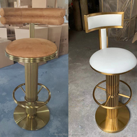 Tabouret de bar de levage or de décoration de maison de luxe tapisserie d'ameublement de velours chaise de barre haute pivotante de cuisine à la maison durable
