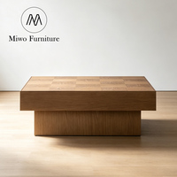 Table basse moderne en chêne massif avec plateau en parquet, table rectangulaire pour salon, table à thé en bois pour la maison et l'hôtel