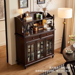 Riley <b>Sideboard</b> 118 Solid Pine Wood <b>Storage</b> Cabinet Living Room Cabinet With Glass Doors And Drawers - Product Image 3