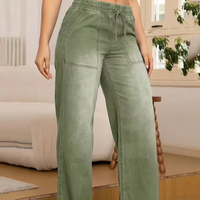 Jeans droits taille haute décontractés en denim délavé pour femme, coupe ample, écologiques, personnalisables OEM ODM 2026