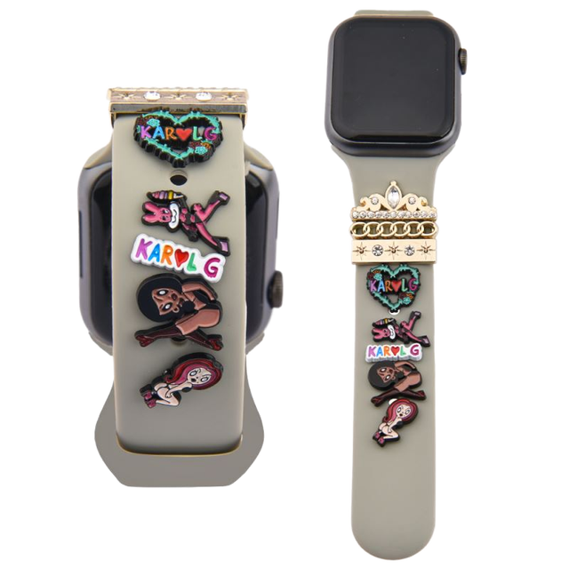 New Arrival Breathable Alloy Watch Charm Stud Band for IWatch-Karol g Bad Bunny Birthday Gift