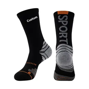 Calcetines deportivos personalizados de alto rendimiento con agarre, calcetines gruesos con cojín de rizo para baloncesto