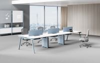 Banc de travail de bureau pour 6 personnes avec écran de confidentialité pour espace de travail ouvert