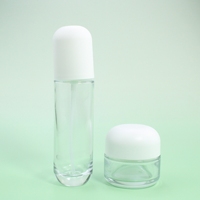 Flacon en verre épais de haute qualité rose 30g, 50g, 40ml, 100ml, 120ml, vide, pour crème de soin de la peau, ensemble de flacons à lotion avec bouchon