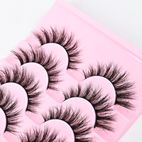 Faux cils 5D effet œil de chat, en vison synthétique, bouclés et volumineux, style désordonné et frisé, doux et très demandés