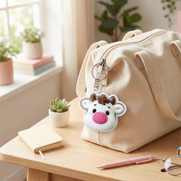 Porte-clés en plastique imprimé en 3D en forme de vache ou de cochon de dessin animé, anti-stress, à pression, pour cadeau