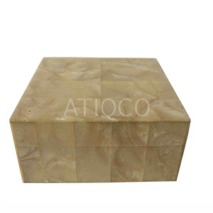 ATIQCO - Caja de Joyería de Madera MDF Cuadrada de Color Amarillo Claro, Estilo Moderno y Elegante, Diseño Rústico, Técnica Pintada, Superventas - Product Image 1