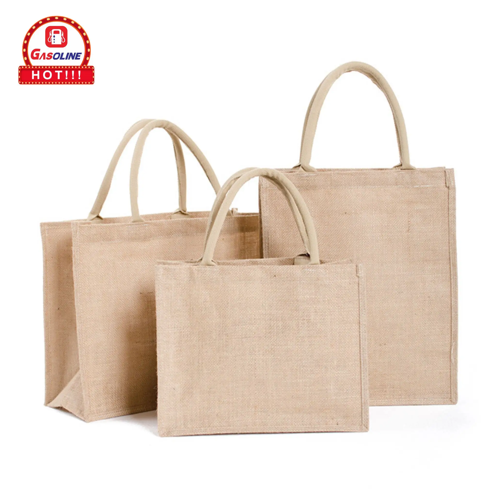 Bolsa de arpillera de cáñamo para compras, bolso de mano de lino personalizado, reutilizable, ecológico, con logotipo impreso