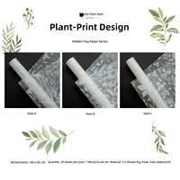 Kertas Pembungkus Bunga Botani Matte Frosted Tahan Air 56cm Transparan Motif Daun Buket Kado Perlengkapan Florist Grosir