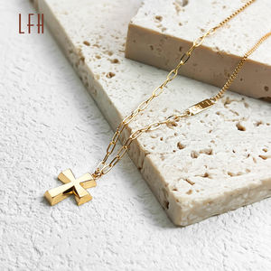 미니멀리스트 십자가 펜던트 목걸이 참 18k 진짜 금 보호 십자가 목걸이 어머니의 날 선물 - Product Image 5