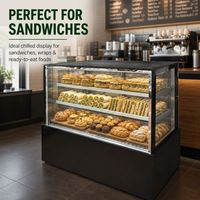 Vitrine Réfrigérée Commerciale Inox pour Pâtisseries et Gâteaux, avec Verre Courbé et Refroidissement par Air