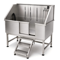 Station de toilettage vétérinaire XY ACX01 pour cliniques vétérinaires, salons et hôpitaux, avec baignoire en acier inoxydable et accès par marchepied