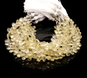 Perles de quartz citron naturel en forme de poire, perles de quartz jaune facettées en forme de poire, perles briolette 5x7mm, vente en gros, lot de perles de pierres précieuses, brin de 6 pouces - Product Image 4