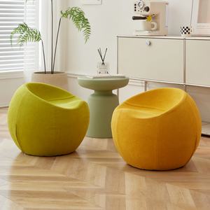 Banco para zapatos estilo crema para balcón, taburete bajo con forma de manzana, silla decorativa de diseño, sillón puf individual de ocio, silla para área de descanso - Product Image 1