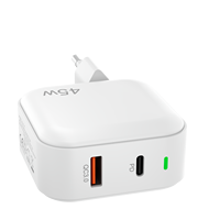 Chargeur mural PD QC3.0 compact à double port 45W prise EU UK charge rapide pour ordinateurs portables tablettes adaptateur secteur USB type-c avec indicateur