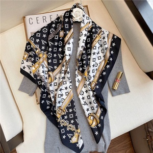 Wholesale Polyester <b>Square</b> <b>Scarves</b> New Floral Prints Customizable <b>Silk</b> <b>Scarf</b> - Product Image 4