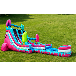 Tobogán Acuático Inflable de Doble Carril con Temática de Helados y Dulces, Tobogán Inflable con Piscina Larga para Eventos al Aire Libre en Alquiler - Product Image 1