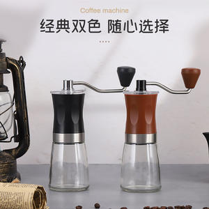 Molinillo de café manual portátil con recipiente de vidrio para uso doméstico, color negro y marrón sólido - Product Image 4