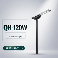Lampe solaire LED tout-en-un QH 120W, réglage intelligent de la puissance, aluminium moulé sous pression, 190LM/W, IP66, garantie 3 ans, télécommande