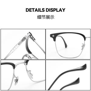 Monturas de Gafas Retro de Media Montura 5531, Cuadradas, de Titanio Puro, Ligeras, para Hombre, Diseño Clásico - Product Image 1