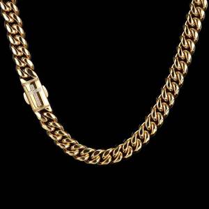 奢华嘻哈饰品不锈钢真18k镀金厚迈阿密古巴链十字项链男士 - Product Image 5