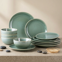 Service de table en grès EKA Serene Earthy, bols et assiettes en céramique texturée finis à la main pour la décoration moderne de la maison et des mariages