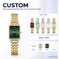 Petite montre rectangulaire pour femme, mouvement Citizen, bracelet en acier inoxydable, étanche, fermoir papillon, personnalisable OEM