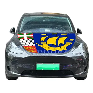 Knitted Polyester High-Quality Pierre and Miquelon Car Hood Cover Flag Countries Car Hood Cover Flag