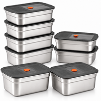 Ensemble de 8 boîtes alimentaires empilables en acier inoxydable, boîtes à lunch réutilisables pour le transport en extérieur, le camping, les pique-niques et la préparation des repas