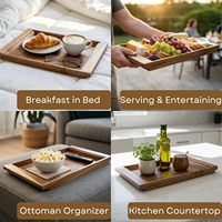 Plateau rectangulaire en bois pour table basse, ottoman, comptoir de cuisine - 15,7''x11''