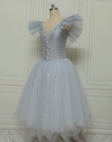 Robe tutu de ballet à sequins étincelants pour femmes, longueur cheville, robe de tutu de ballet, manches longues en lycrial pour enfants